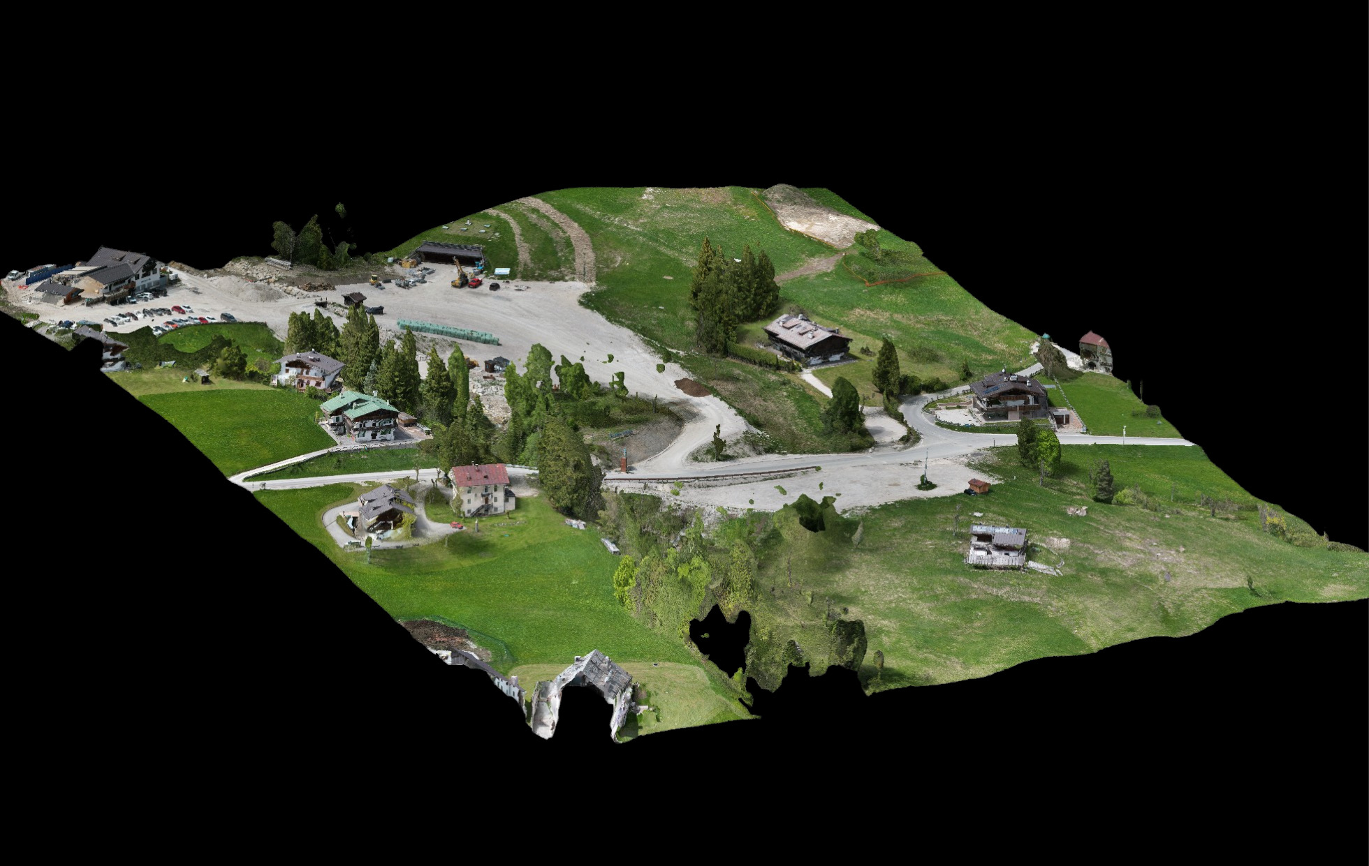 Modello 3D fotorealistico di area urbana montana - vista 2