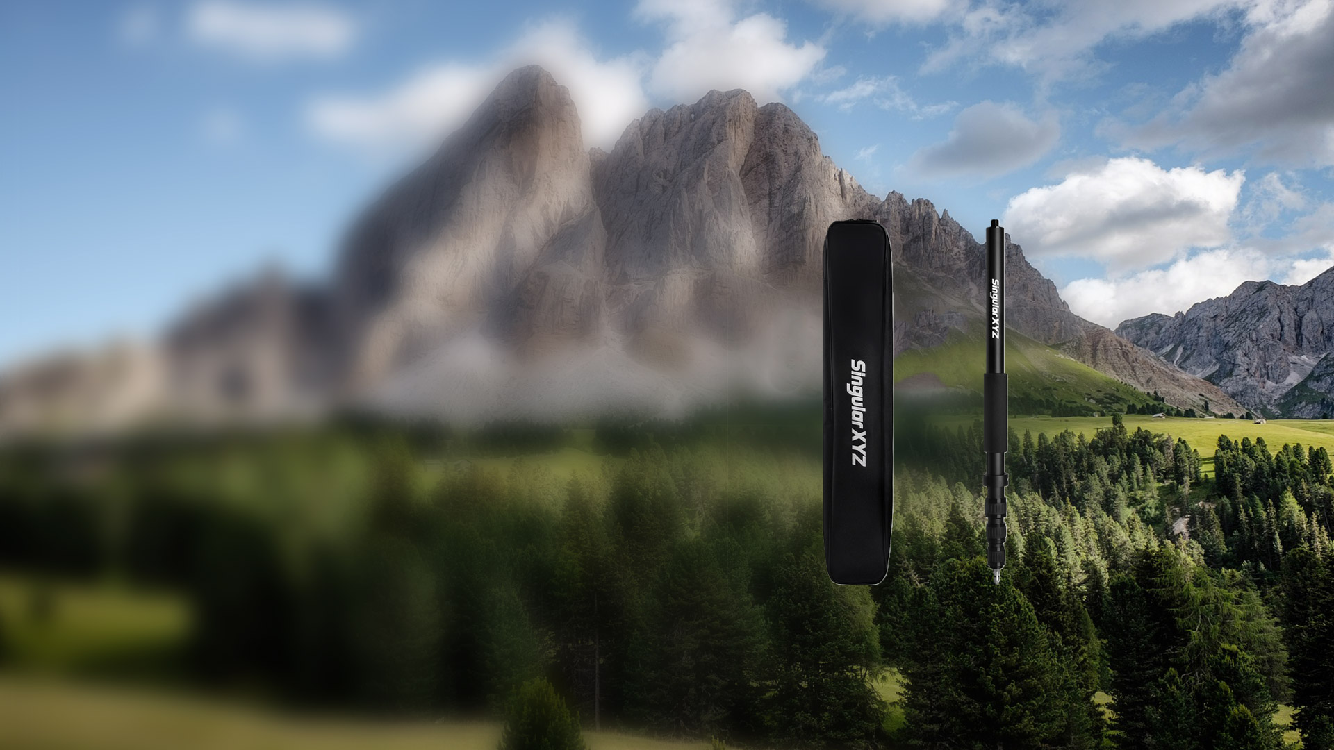 Palina telescopica SingularXYZ con custodia in ambiente montano