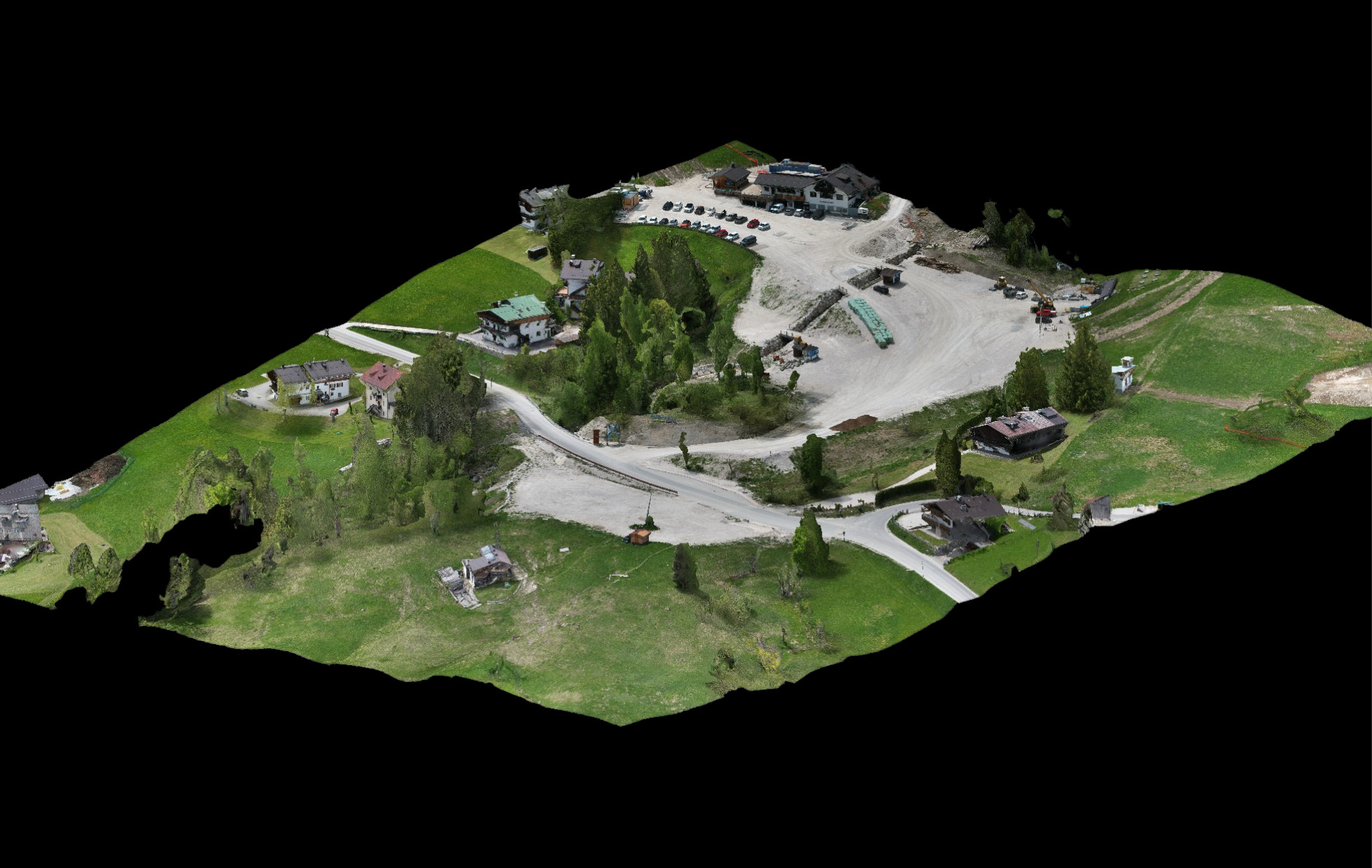 Modello 3D fotorealistico di area urbana montana - vista 1