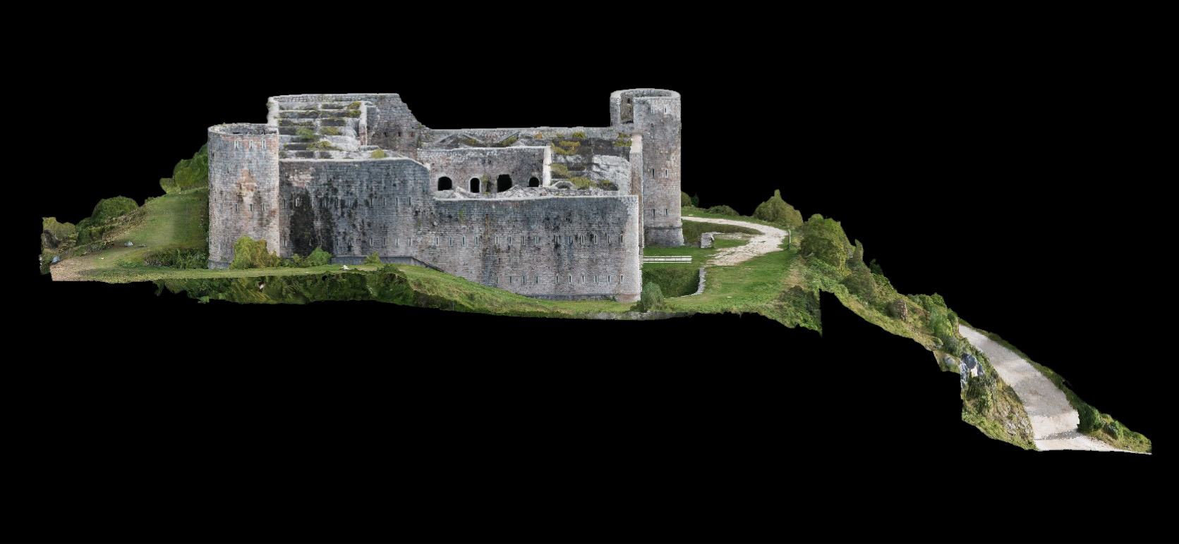 Modello 3D fotogrammetrico di fortezza — vista d'insieme