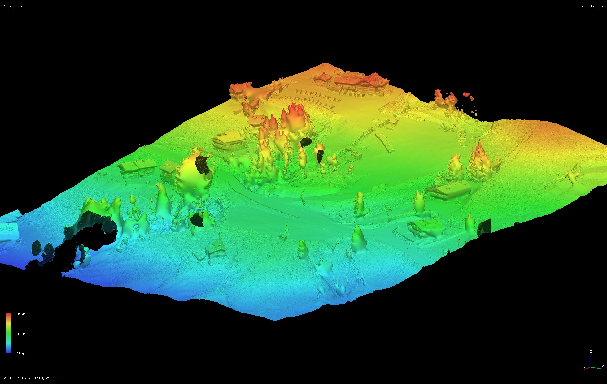 Modello digitale di elevazione 3D con scala altimetrica - vista 1