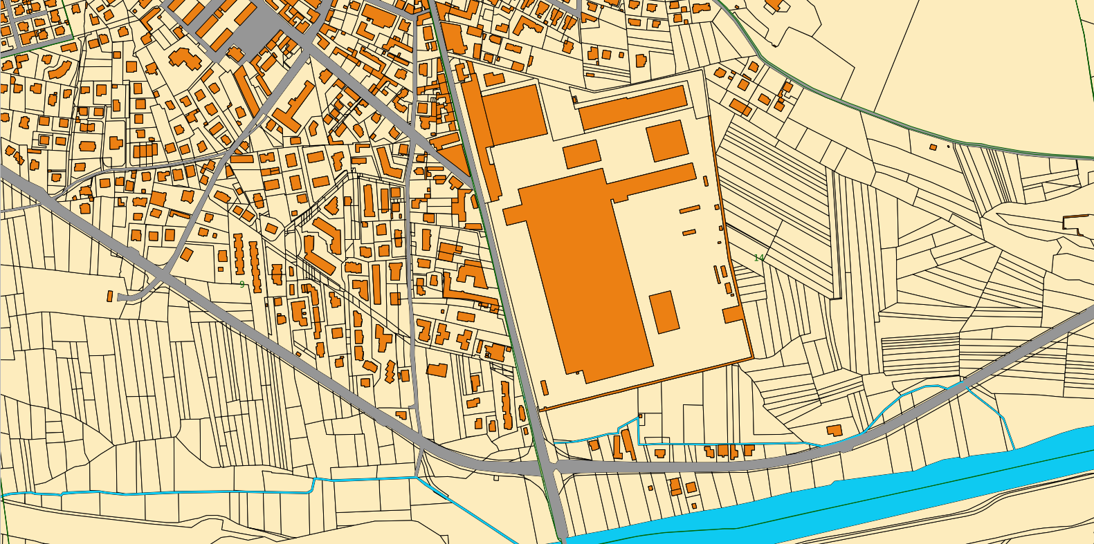 Cartografia catastale di un'area urbana